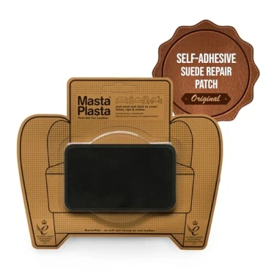 Imagen de MastaPlasta Parche Autoadhesivo Premium para Reparación Instantánea. Gamuza NEGRO 10cmx6cm. o decoración. Sofás, Asientos de Coche, Bolsos, Chaquetas