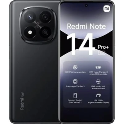 Imagen de Móvil Xiaomi Redmi Note 14 Pro+ 5G, Negro medianoche, 512 GB, 12 GB RAM, 6.67&quot; AMOLED 1.5K, Snapdragon 7s Gen 3., 5110 mAh