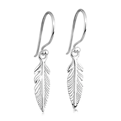 Imagen de Elli Pendientes Mujeres Colgando Pluma Boho en Plata de Ley 925