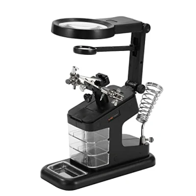 Imagen de KATSU Lupa de Soldadura con LED Tercera Mano Ayuda 3X 4,5X 25X Dispositivos Sujeción Pinzas Cocodrilo para Reparación Ensamblaje Joyería Artesanía 312109