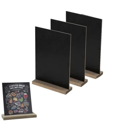 Imagen de mini Pizarras con Soporte,Pack de 3 Tablero Tiza Signo para Escribir Madera Decoración Mesas Cumpleaños o Bodas