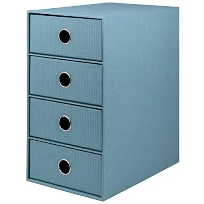 Imagen de Rössler Papier 1524452154 S.O.H.O. Caja de 4 cajones para DIN A5, con agujero agarre, tela vaquera, 250 x 175 320 mm, 1 unidad