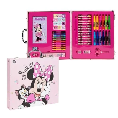 Imagen de Set de Papeleria Inspirado en Minnie Color Rosa 30 X 27 4 Cm Incluye Maletín con Todo Lo Necesario para Colorear Producto Original Diseñado España