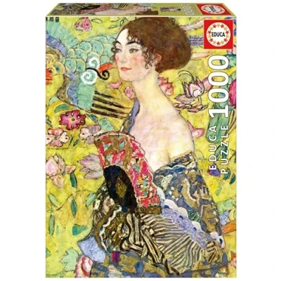Imagen de Educa Dama con Abanico, Gustav Klimt Puzzle de 1000 Piezas para Adultos. Medidas: 48 x 68 cm. Incluye Cola Fix Puzzle. A Partir 14 años (19932)