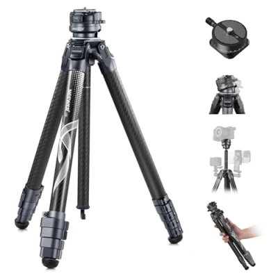 Imagen de NEEWER LITETRIP LT32 62&quot; Trípode de Viaje Fibra Carbono con Base Niveladora ±15, Eje Central Desmontable, Hebilla Giro Rápido, Placa QR Tipo Arca Compatible Peak Design Capture V3