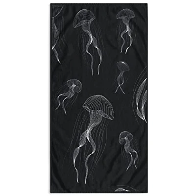 Imagen de DecoKing Toalla de Playa Grande 90 x 180 cm algodón Rizo Terciopelo baño Azul Oscuro Jellyfish