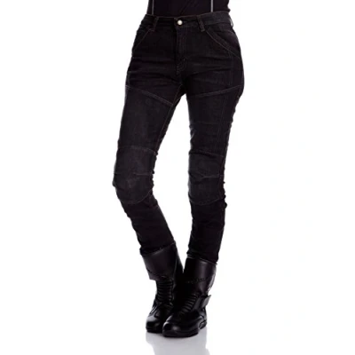 Imagen de Roleff Racewear Pantalones Vaqueros de Motorista Aramida para Mujer, Negro, 29