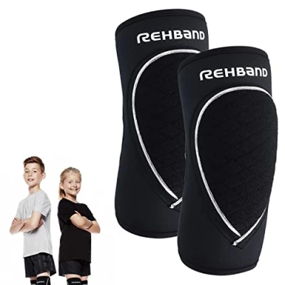 Imagen de Rehband Coderas para niños 1 Pieza o par Negro cómodas Voleibol y Balonmano Codera Deportiva Fabricada en Neopreno de 3mm, Color:Negro Par, Talla:M
