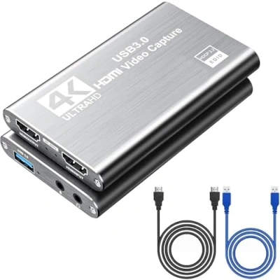 Imagen de 4K HDMI Video Capture Card, USB3.0 1080P 60FPS Recorder, Nintendo Switch Card para Streaming Gaming y Broadcasting, Funciona con Xbox Series X/S, One PS4, OBS, cámara, (Grey)
