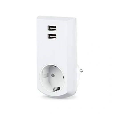 Imagen de conecto CC50248 Toma de Contacto protección (Schuko) con 2 Puertos USB (2.1A / 5V), Blanco