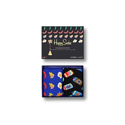 Imagen de Happy Socks 2 Pack Friday Night Set, coloridos y alegres, calcetines para hombre mujer, Negro (36 40)