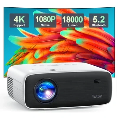 Imagen de YOTON Y6 Proyector 4K con Trípode, 1080P Nativo Bluetooth 12000 Lúmenes, Compatible Smartphone,HDMI,USB,AV,Fire Stick,PS5