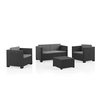 Imagen de Sp Berner Diva Confort Set Muebles de Jardin Color Gris Oscuro Fabricado en España con Materiales Reciclados, Antracita, 132