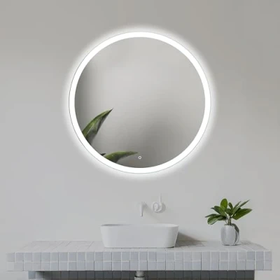 Imagen de Home Glow Venti 60cm Espejo de baño Redondo con Luces LED, LED Interruptor táctil, Circular Frontal en Blanco Natural.