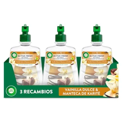 Imagen de Air Wick Active Fresh Spray Automatico Sin Aerosol Ambientador para casa con aroma a Vainilla Pack de 3 Recambios (228mlx3)