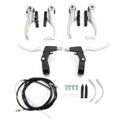 Imagen de Bohaner Juego de frenos para bicicleta, color plateado, completo V Brake, delanteros y traseros la mayoría bicicletas, bicicletas carretera, MTB BMX