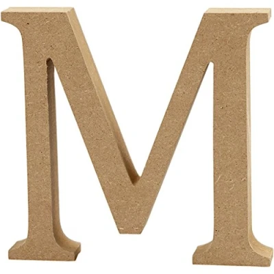 Imagen de Escultura decorativa con forma de letra &quot;A&quot;, en tablero densidad media, marrón, madera, 13 x 2 cm