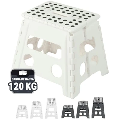 Imagen de ZOLLNER Taburete Plegable Multiusos portátil, 30 cm Altura, hasta 120 kg, Blanco