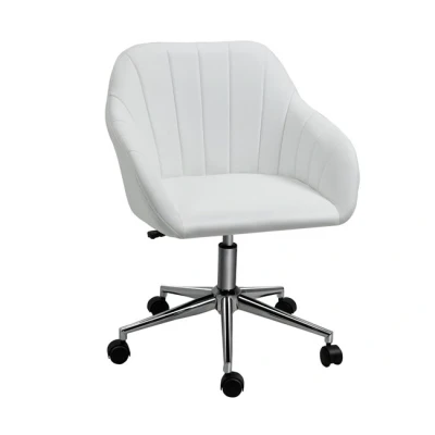 Imagen de Vinsetto Silla de Oficina Ergonómica Escritorio Giratoria con Altura Ajustable Respaldo y Reposabrazos Piel Sintética Carga 120 kg 60x59x79 89 cm Blanco
