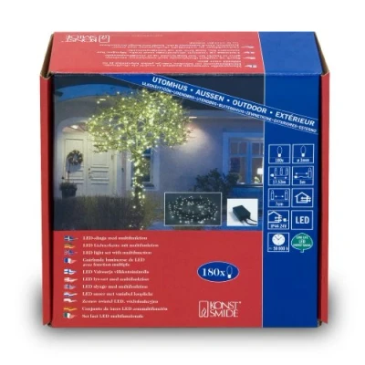 Imagen de Konstsmide 3632 500 Guirnalda de micro LED (180 diodos luz blanca cálida, varias funciones, transformador exterior 24 V, 5,4 W, cable transparente)