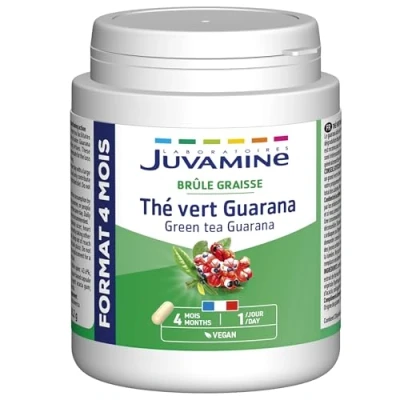 Imagen de JUVAMINE Té Verde Guaraná 120 Cápsulas Formato Maxi 4 Meses Pérdida de Peso Activa el Metabolismo Tonifica Estimula Activos Origen Vegetal