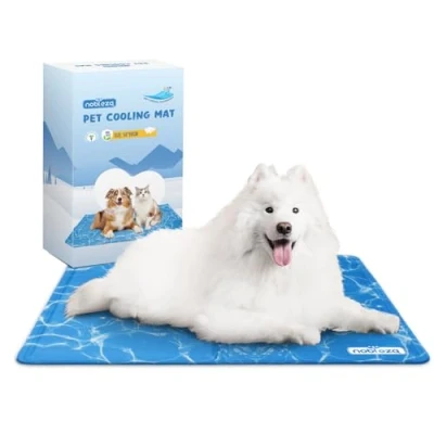 Imagen de Nobleza Alfombrilla refrescante para Mascotas Grandes. Auto refrigerante No tóxico. Ideal Perros, Gatos en Verano. 90 * 50 cm, Color Azul, L