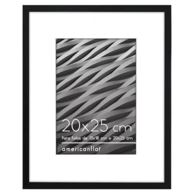 Imagen de Americanflat Marco de Fotos 20x25 cm Negro 13x18 con Paspartú o sin Borde Delgado, Vidrio Resistente, Caballete Incorporado para Pared y Mesa