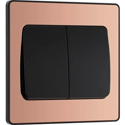 Imagen de BG Evolve Interruptor de luz doble cobre pulido (Black Ins), 20A 16Ax, 2 vías, basculante ancho