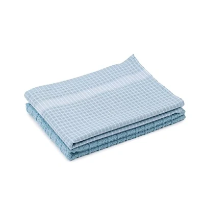 Imagen de Amago Paños de Cocina Jacquard 100% Algodón (Paquete 2), 50 x 70 cm Azul Aguamarina y Blanco