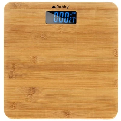 Imagen de Báscula digital de baño (180 kg, funciona con pilas, bambú)