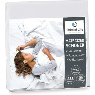 Imagen de Third of Life Protector de Colchón Impermeable y Transpirable Funda Hipoalergénica Protección Óptima Antiácaros, Antibacteriano Antimoho Higiénica Suave 180x200cm