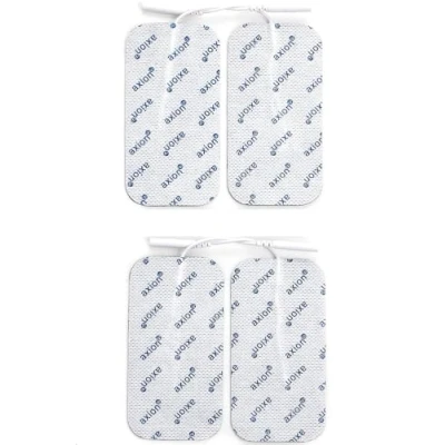Imagen de axion Set de 4 electrodos rectangulares 10 x 5 cm electroestimulador tens y EMS con conexión Clavija o Banana 2 mm Parches Adhesivos