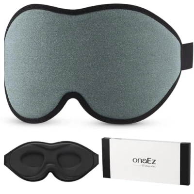 Imagen de máscara de dormir 3D para hombre y mujer, onaEz 2023 mejorada ojos con bloqueo total luz, 12 mm profundidad, almohadillas la nariz, gafas seda viajes, siestas