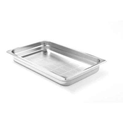 Imagen de HENDI Recipiente GN 1/1, con laterales y fondo perforados, contenedor GN, apilable, bordes lisos, resistente a temperaturas de 40 300C, 28L, altura: 200mm, acero inoxidable 18/10
