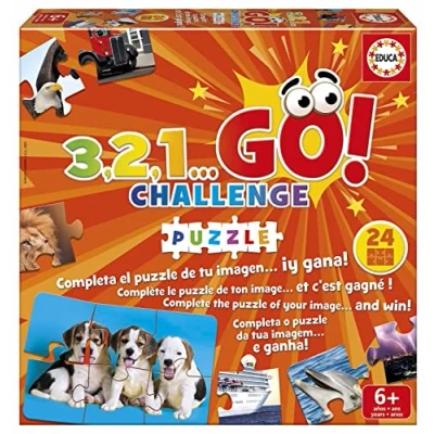 Imagen de Educa 3,2,1, GO Challenge Puzzle, Si Eres ágil y rápido no te costará Nada ser el Primero, Incluye 24 Puzzles De 6 Piezas, 2 a 5 Jugadores, + años (19390)