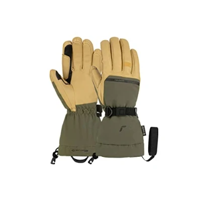 Imagen de Reusch Guantes de Dedo Unisex Discovery Gore Tex Touch EC™ Muy cálidos, Impermeables, 5490, Color Verde Oliva/Camel, 7