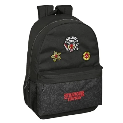 Imagen de STRANGER THINGS Mochila Escolar Infantil, Ideal para Niños de Diferentes Edades, Cómoda y Versátil, Calidad Resistencia, 30x14x46 cm, Color Negro