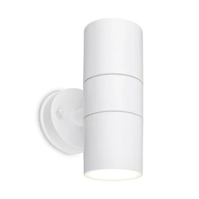 Imagen de BRILONER Aplique de pared para exteriores IP54 protección contra salpicaduras agua y polvo, casquillo GU10, máx. 7W, lámpara exterior, aplique, foco, luz 16x7,5x11 cm, blanco