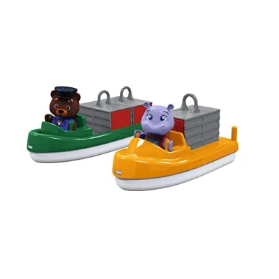 Imagen de AquaPlay Contenedor y Barco de Transporte Accesorios para vías Agua bañera, 2 Barcos, contenedores BO Wilma, niños a Partir 3 años, 8700000271, Multicolor