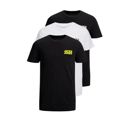 Imagen de JACK &amp; JONES Camiseta para hombre con estampado, cuello redondo y logotipo de JJECORP Tee SS, en paquete ahorro, M