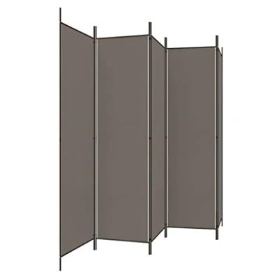 Imagen de vidaXL Biombo Divisor de 5 Paneles Separador Decoración Habitación Dormitorio Oficina Pantalla Privacidad Pared Plegable Tela Gris Antracita