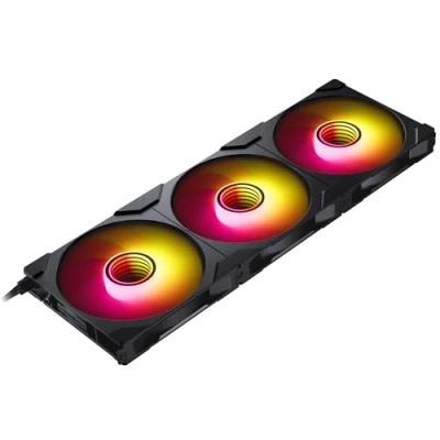 Imagen de Phanteks Paquete triple M25 140 Gen2, 3 ventiladores de refrigeración ARGB alto rendimiento mm, marco ventilador unificado en cadena margarita, cubo espejo infinito, conexión