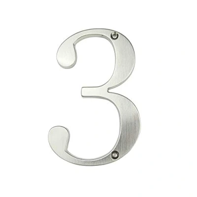 Imagen de HASWARE Letrero con número de casa, 4 pulgadas (10 cm), números puerta modernos, placa señalización, dirección aleación zinc (3, Plata)