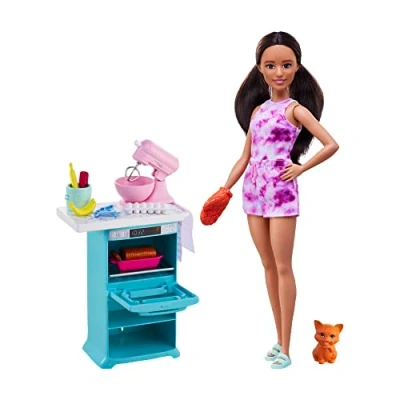Imagen de Barbie Pastelería Muñeca con Tienda y Accesorios de Juguete para cocinar, Regalo niñas niños +3 años (Mattel HCD44)