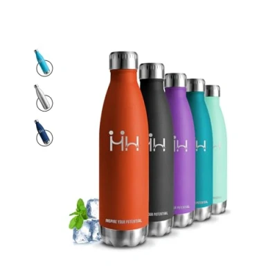 Imagen de Botella Agua Acero Inoxidable 500ml Termica, A Prueba de Fugas, sin Bpa, Deportiva, Mantiene 24H Frio/12H Calor, Garrafa Termica para Escuela, Gym, Oficina, Outdoor