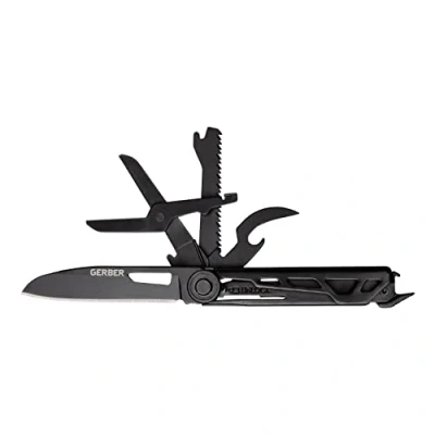Imagen de Gerber Navaja de bolsillo Con 7 funciones, Multiherramienta hoja lisa, tijeras y sierra, ArmBar Scout, Negro/Verde, Acero inoxidable/Aluminio, 1064404