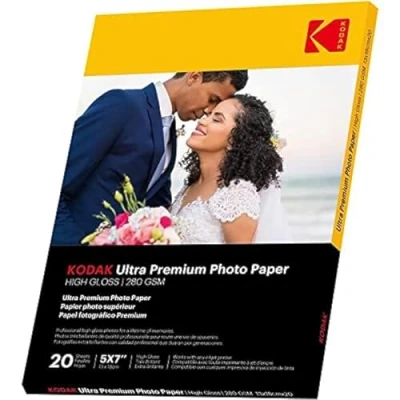 Imagen de KODAK 9891175 20 hojas de papel fotográfico 280 g/m², brillante, tamaño 13 x 18 cm, impresión inyección tinta