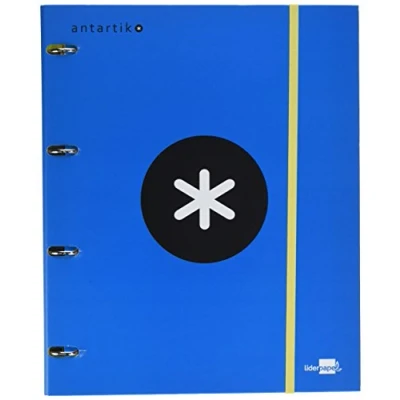 Imagen de Carpeta con recambio liderpapel antartik a4 cuadro 5 mm forrada 4 anillas 25mm redondas color azul