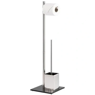Imagen de bremermann Soporte de WC, Cepillo Acero Inoxidable, Vidrio Seguridad (Negro)