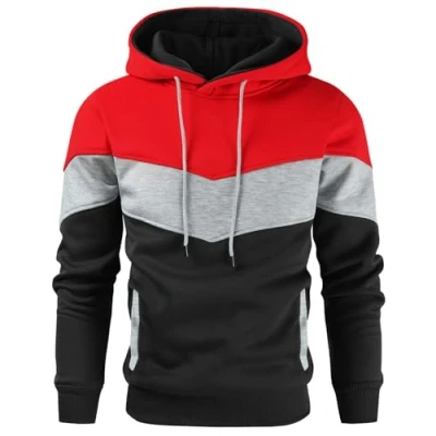 Imagen de Gesean Casual, clásico, Sudadera con Capucha, Rojo Negro, XX Large Hombres